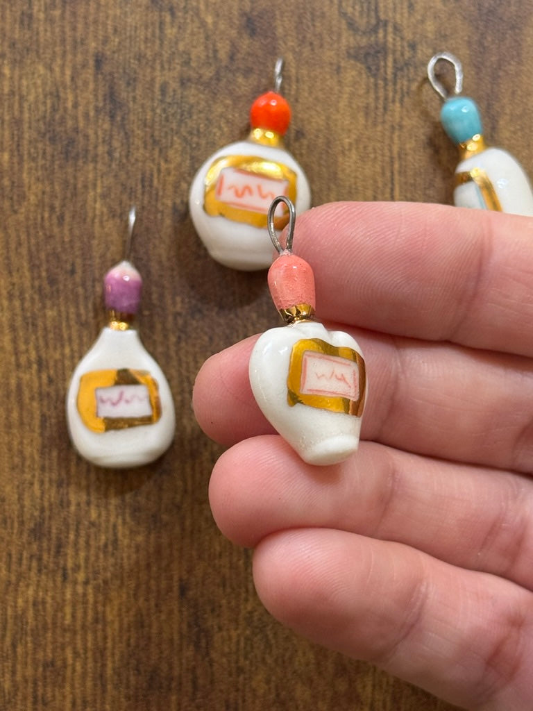 Gold & Porcelain Potion Bottle Charms