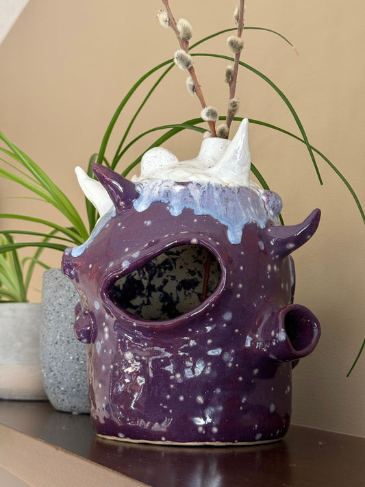 Purple Crystal Handmade Ceramic Monster Vase
