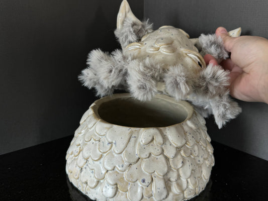 Furry Bunny Ceramic Jar Sculpture