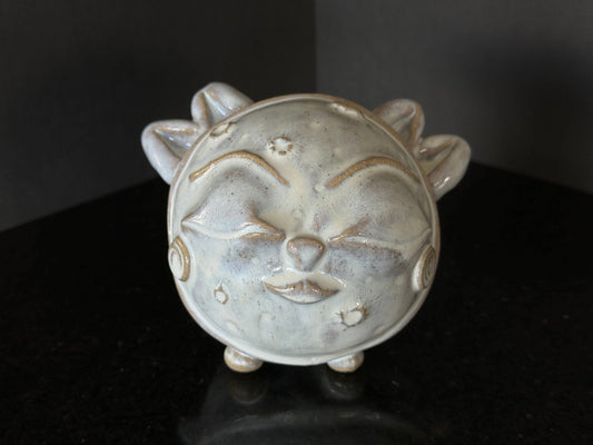 Ceramic Astrokitty Sculpture: Molten Crystal Glaze Monster