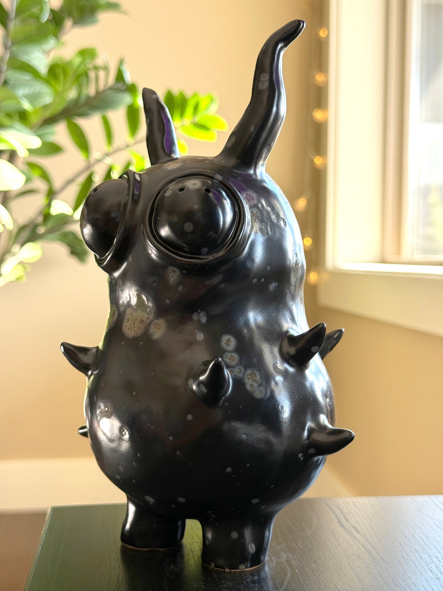 Spiked Black Bug Ceramic Vase