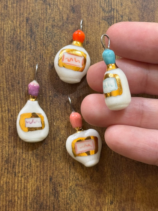Gold & Porcelain Potion Bottle Charms