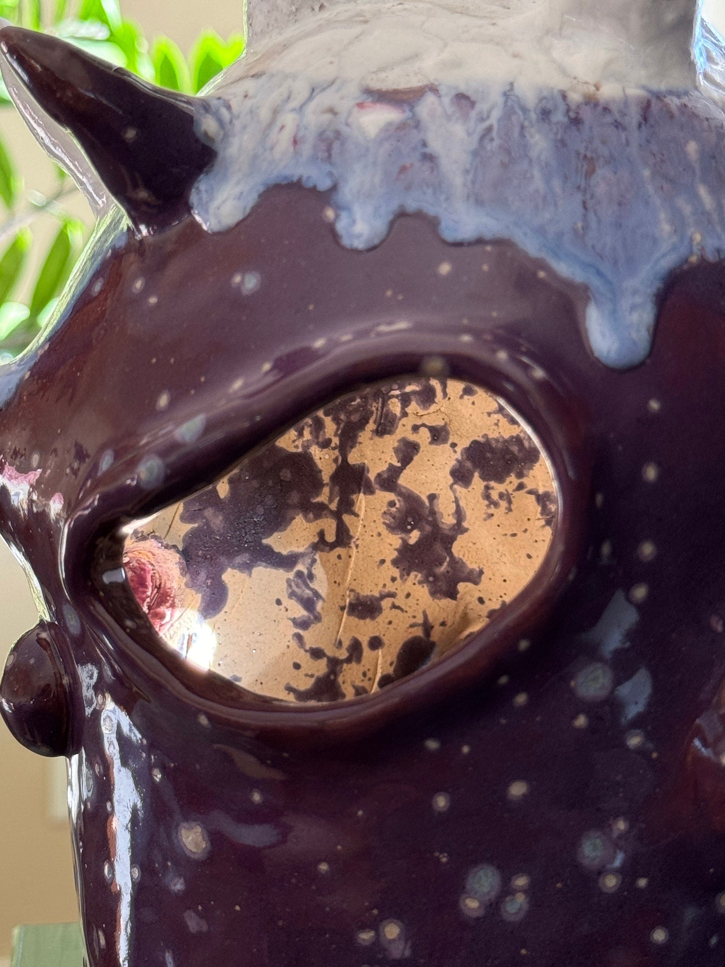 Purple Crystal Handmade Ceramic Monster Vase