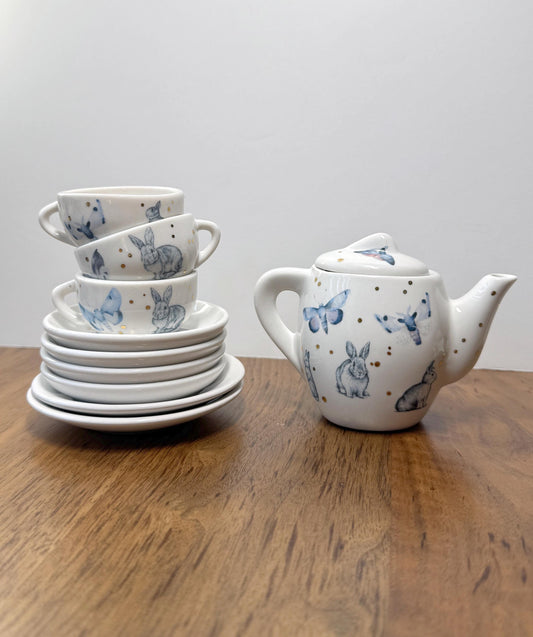 Mini Fairytale Porcelain Tea Set, Real Gold Jewelry Dishes