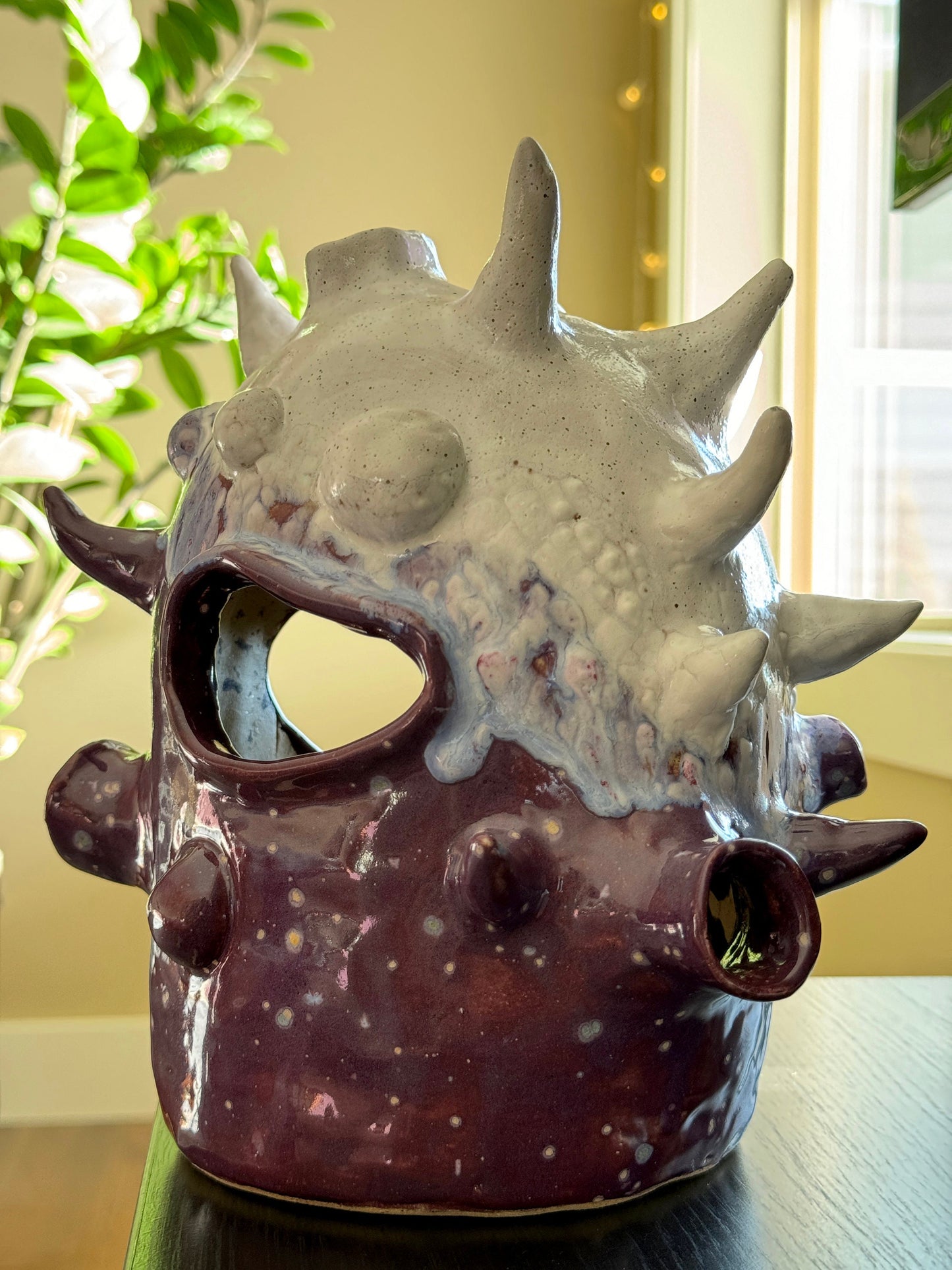 Purple Crystal Handmade Ceramic Monster Vase
