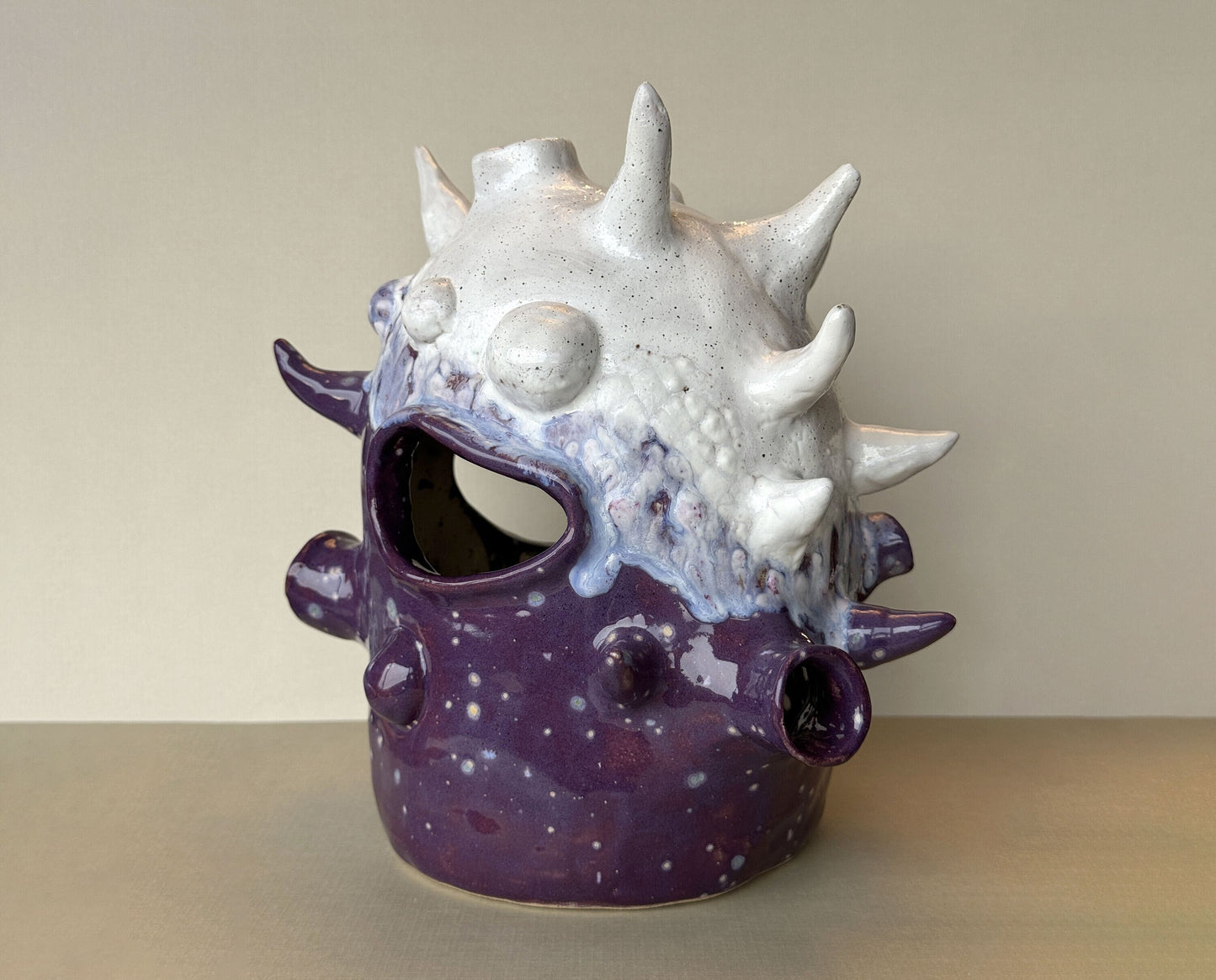 Purple Crystal Handmade Ceramic Monster Vase