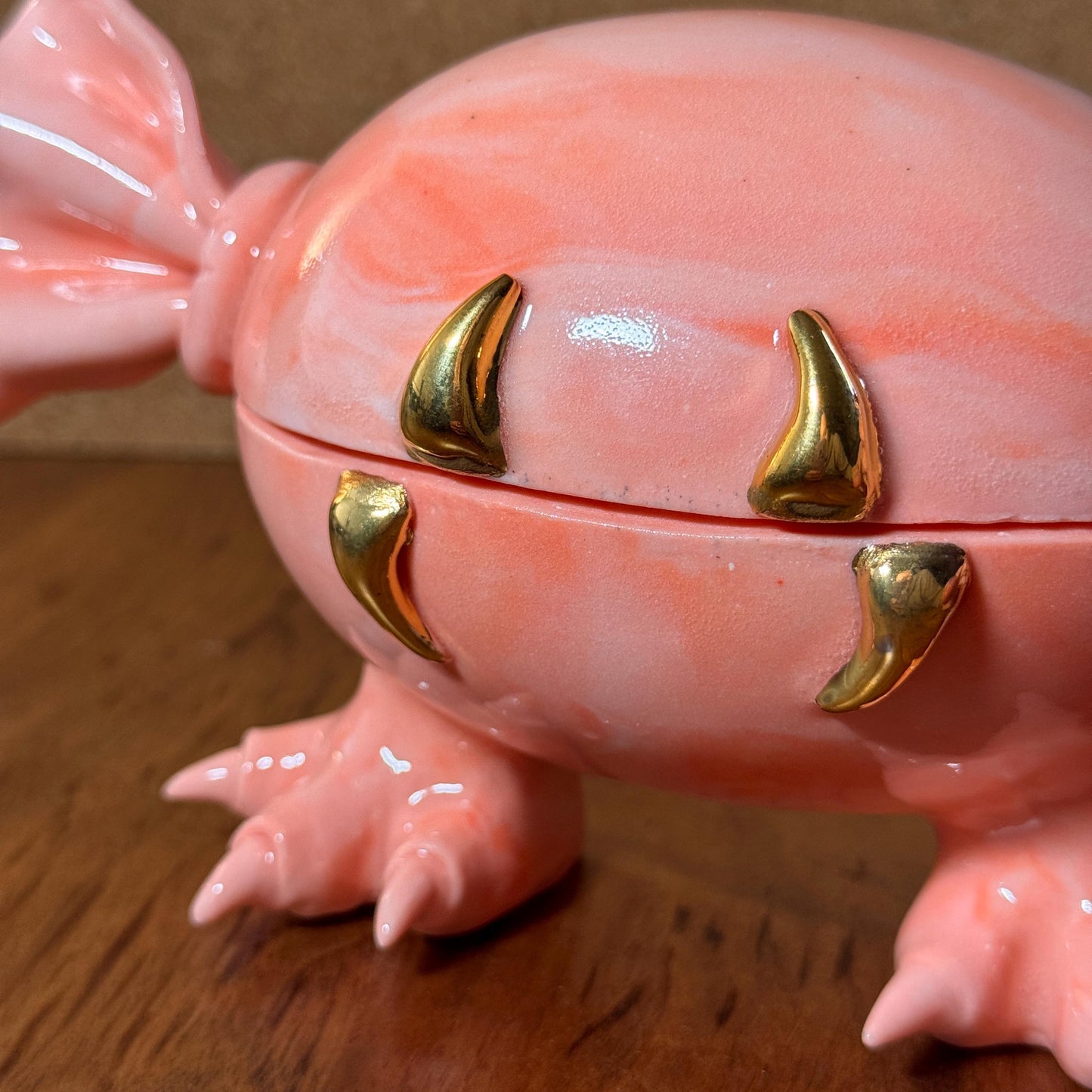 Marbled Porcelain Monster Candy Dish with Real Gold