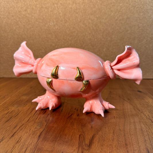 Marbled Porcelain Monster Candy Dish with Real Gold