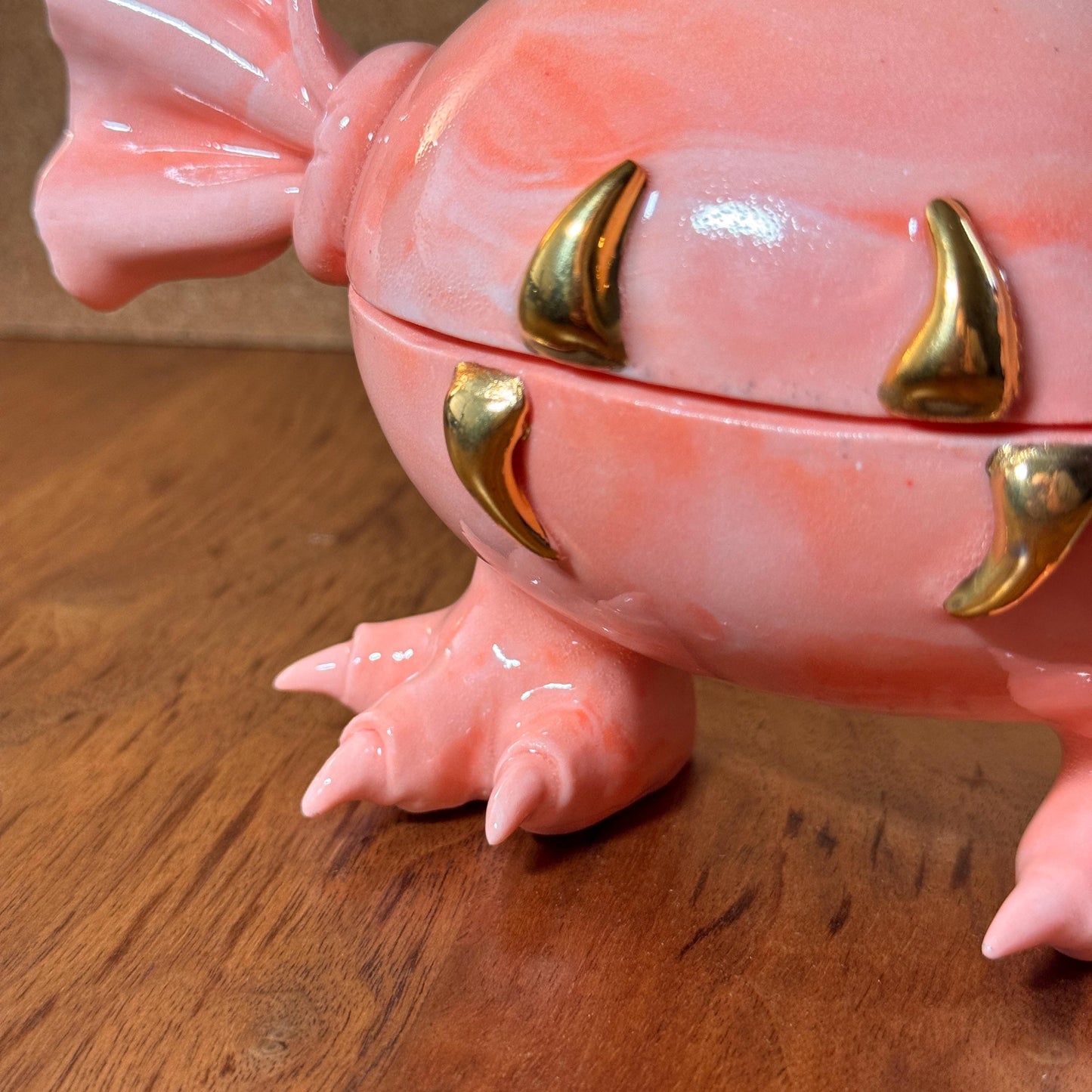 Marbled Porcelain Monster Candy Dish with Real Gold