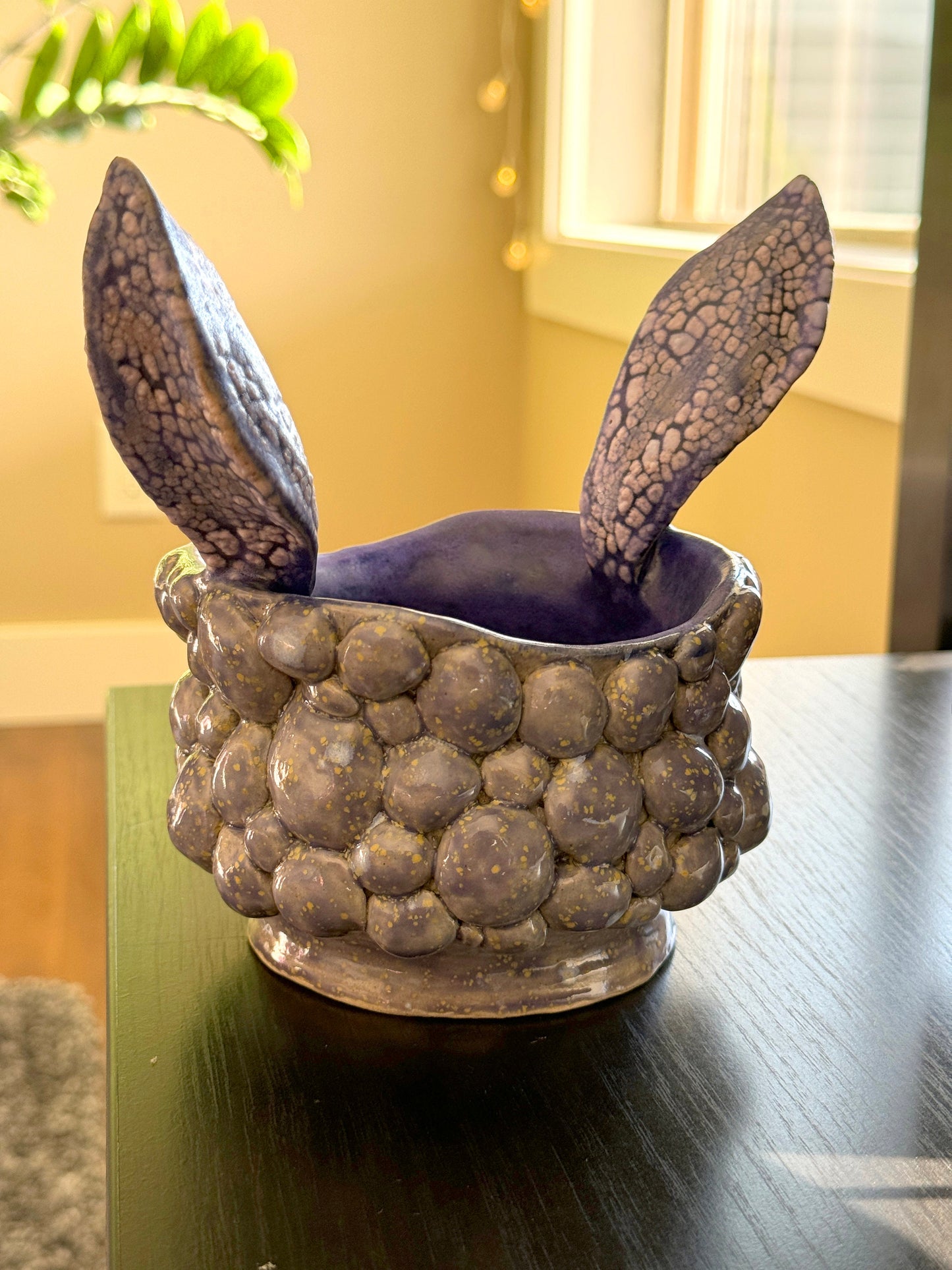 Purple Bunny Handmade Ceramic Planter