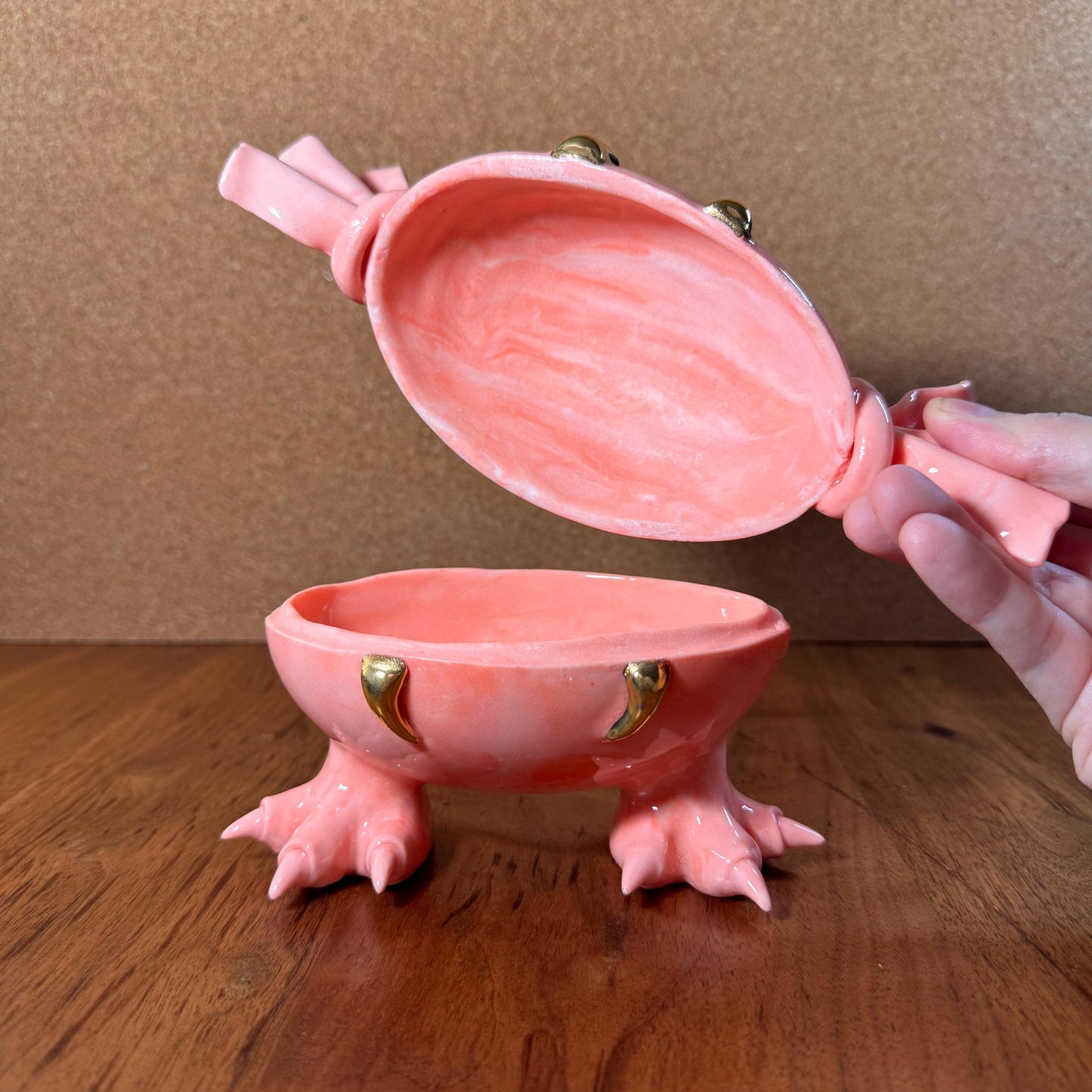 Marbled Porcelain Monster Candy Dish with Real Gold