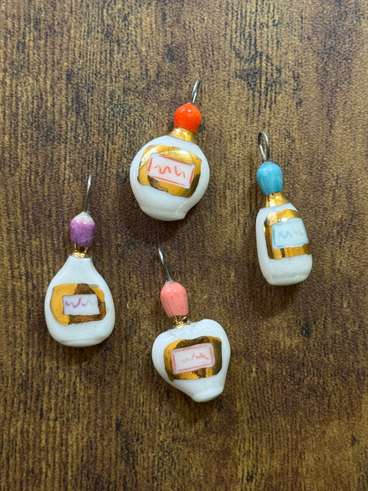 Gold & Porcelain Potion Bottle Charms