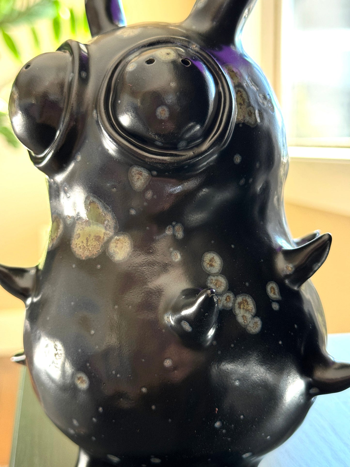 Spiked Black Bug Ceramic Vase