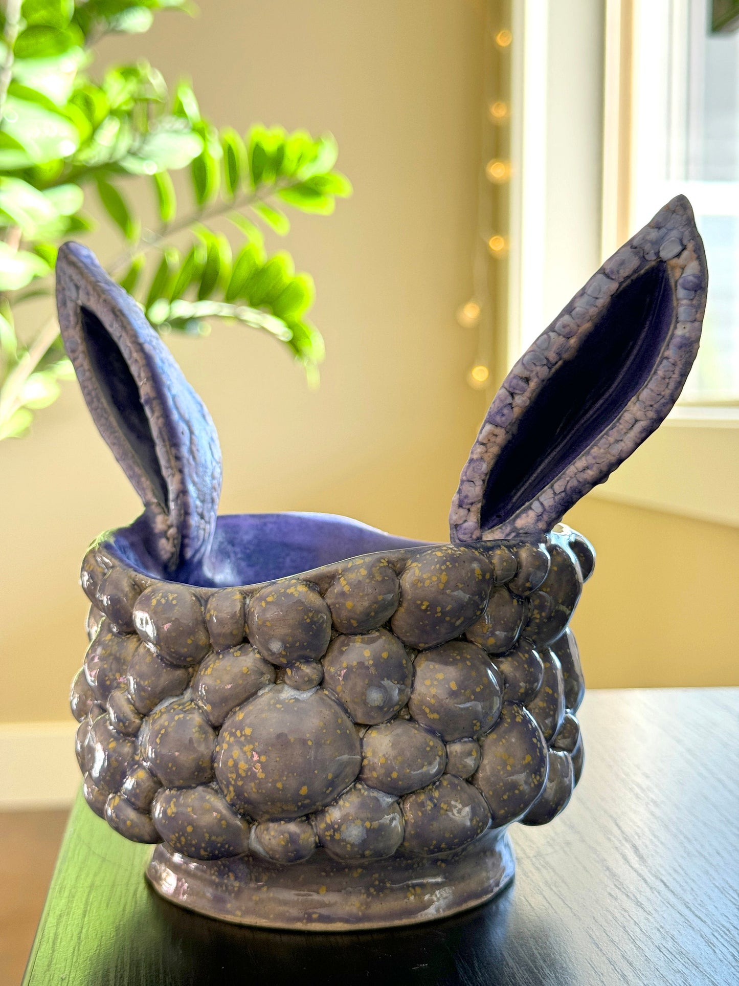 Purple Bunny Handmade Ceramic Planter