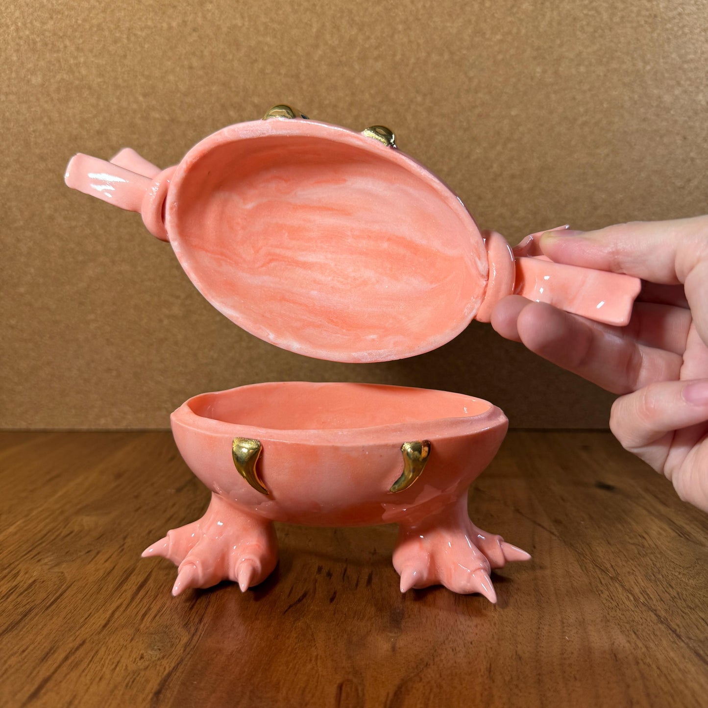 Marbled Porcelain Monster Candy Dish with Real Gold