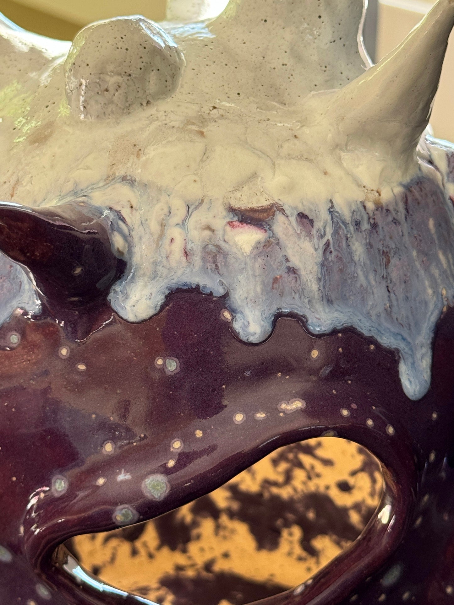 Purple Crystal Handmade Ceramic Monster Vase