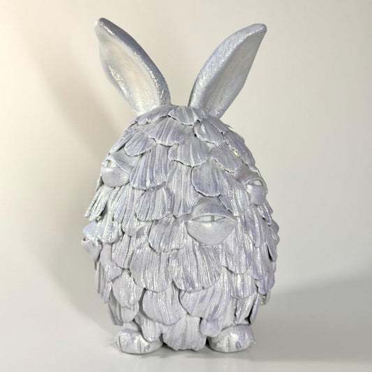 Purple Porcelain Handmade Bunny Floral Sculpture