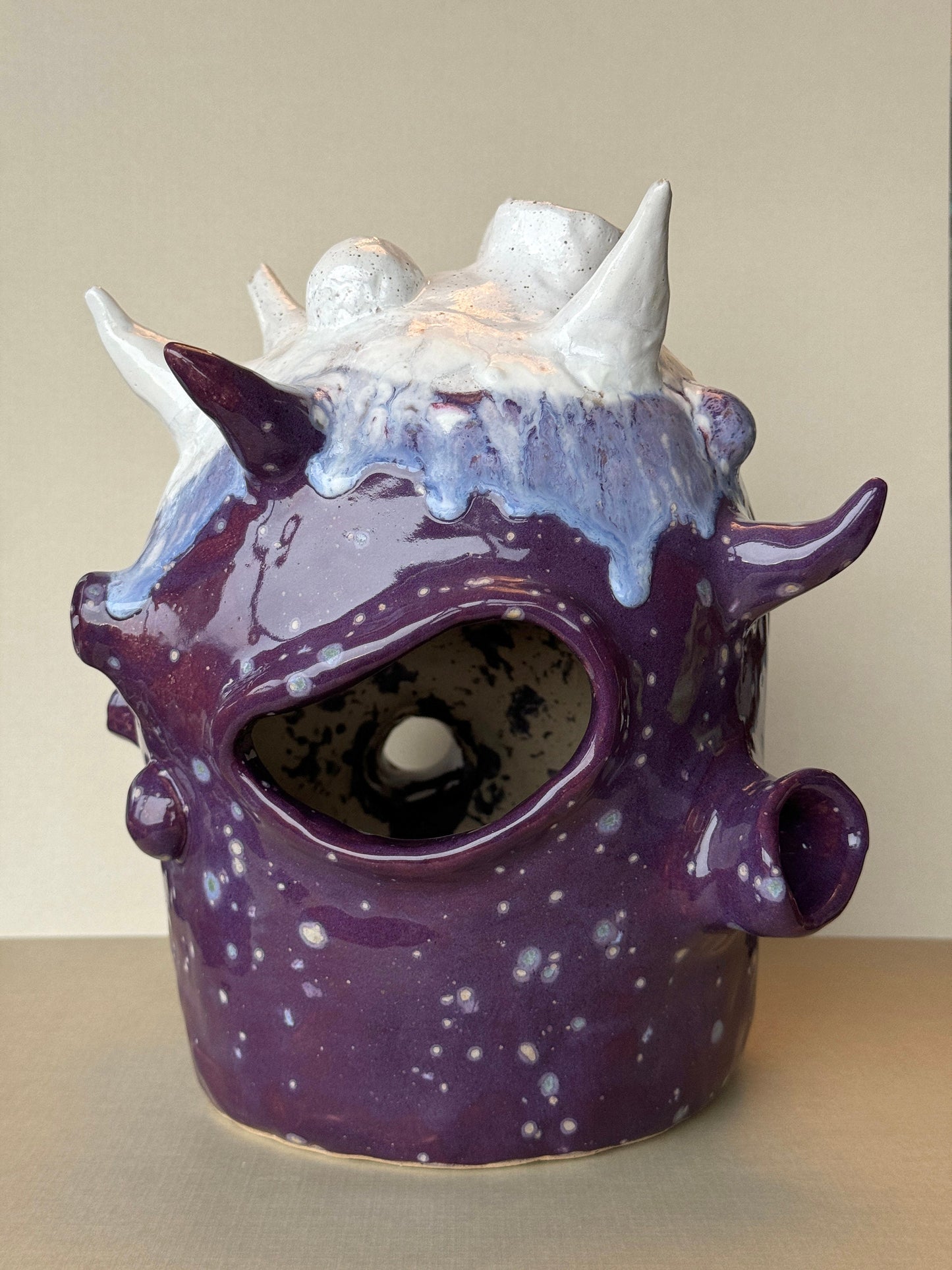 Purple Crystal Handmade Ceramic Monster Vase