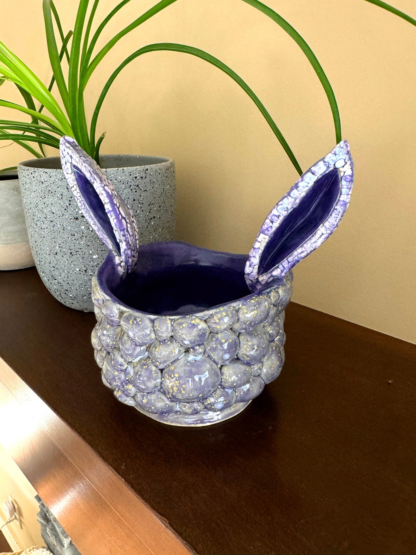 Purple Bunny Handmade Ceramic Planter