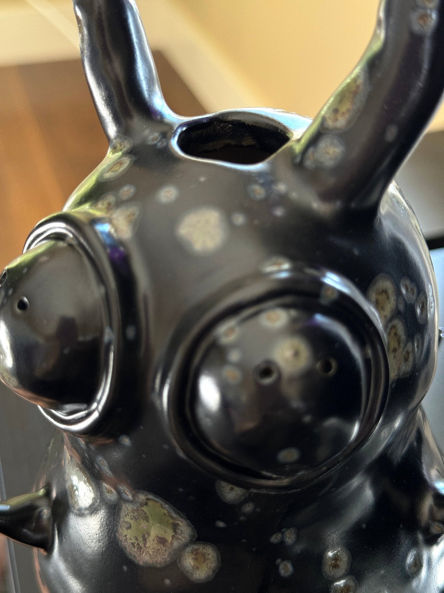 Spiked Black Bug Ceramic Vase