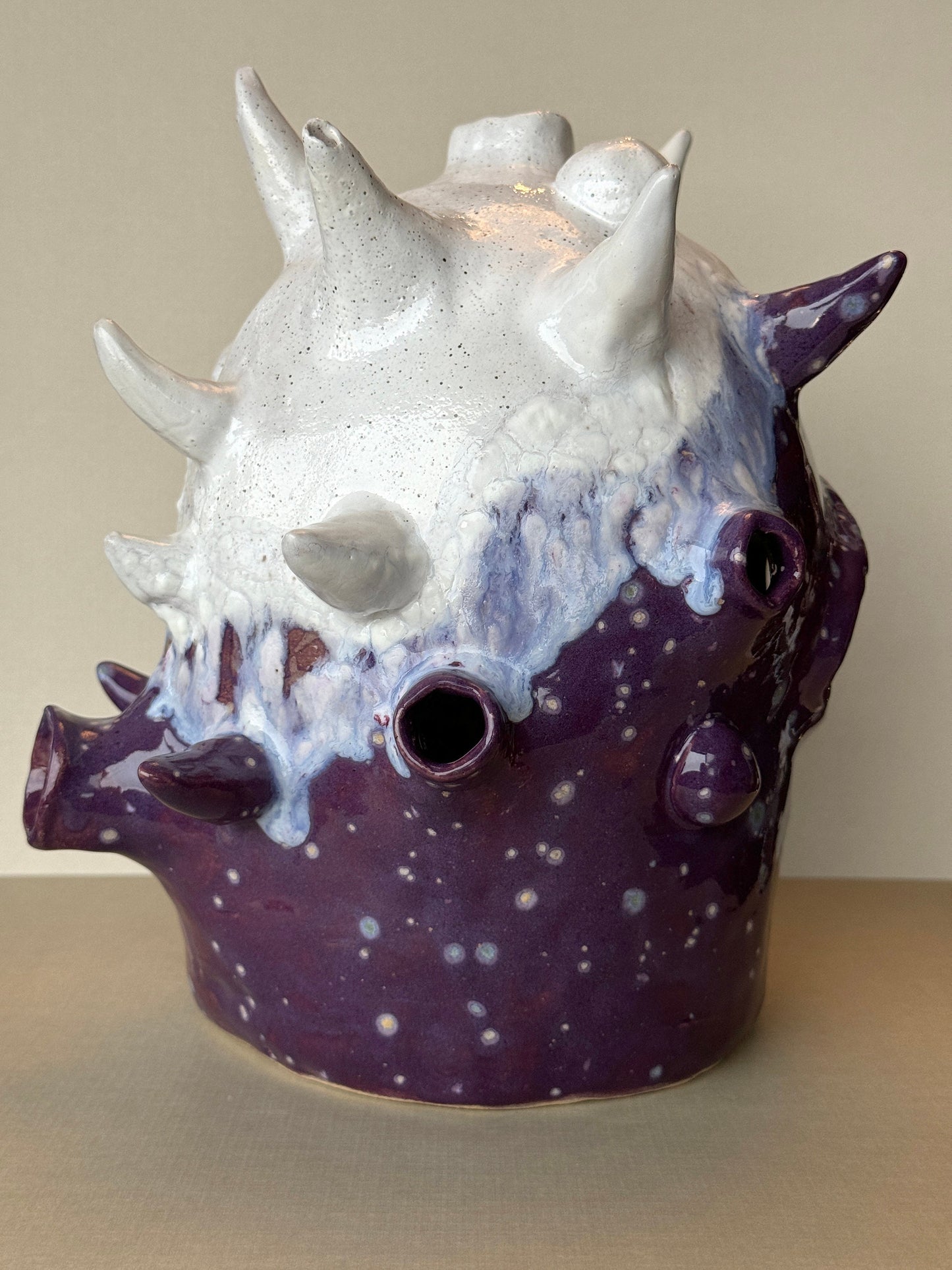 Purple Crystal Handmade Ceramic Monster Vase