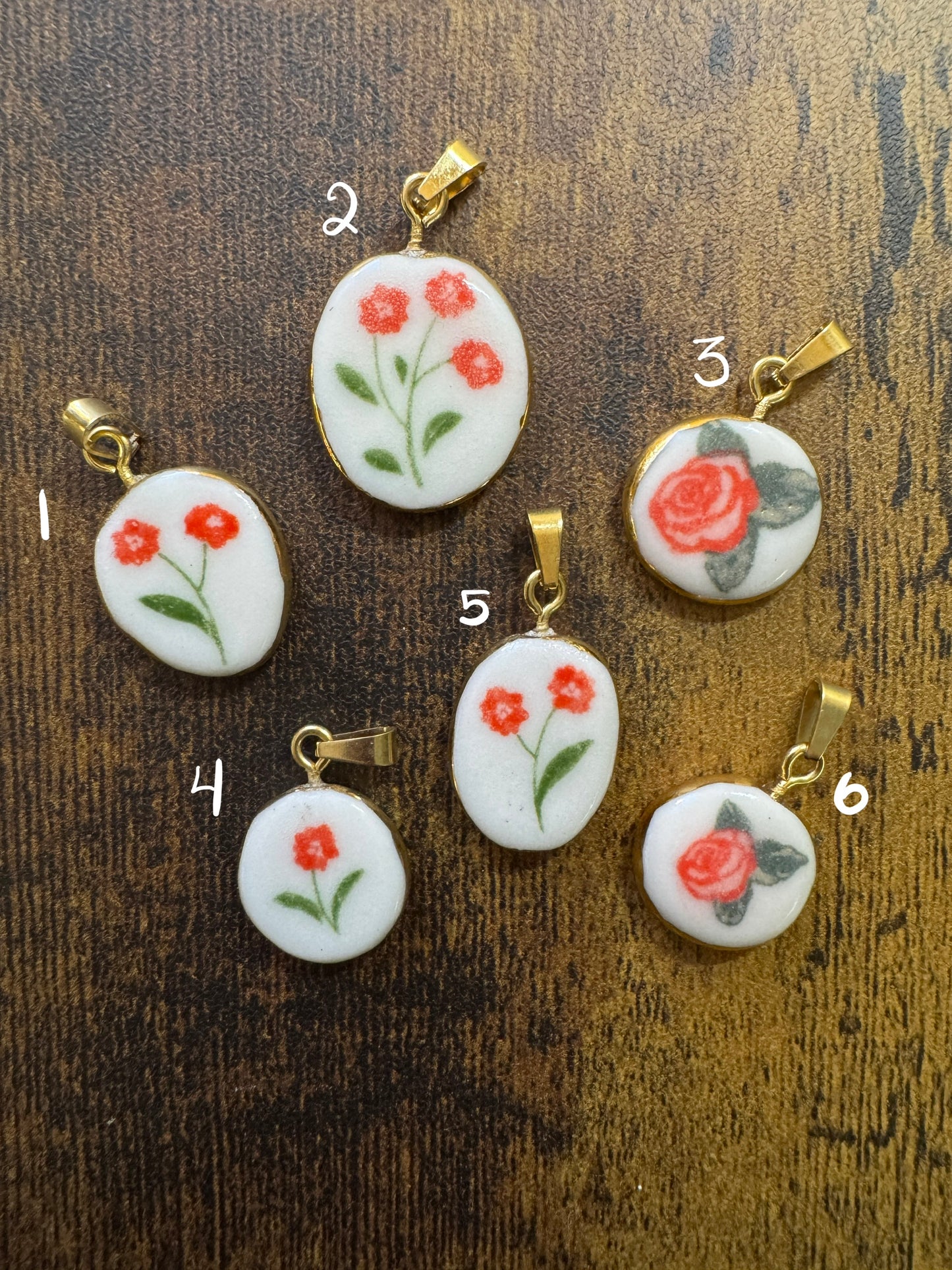 Gold & Porcelain Flower Charms