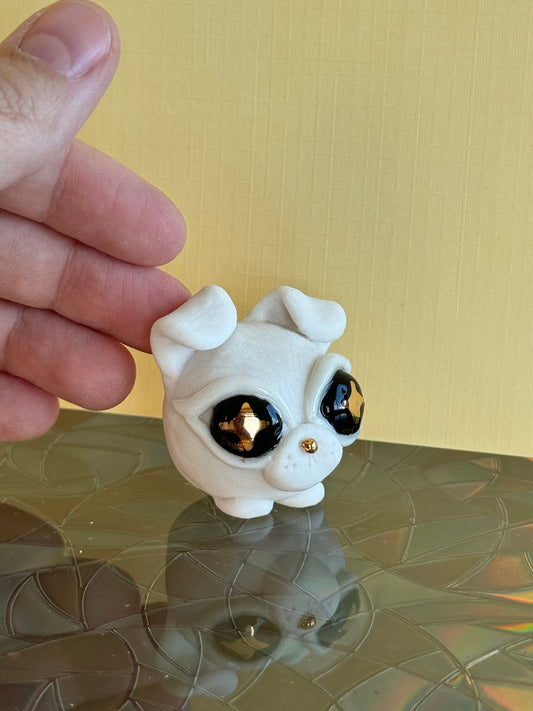 Mini Gold & Porcelain Puppy Sculpture