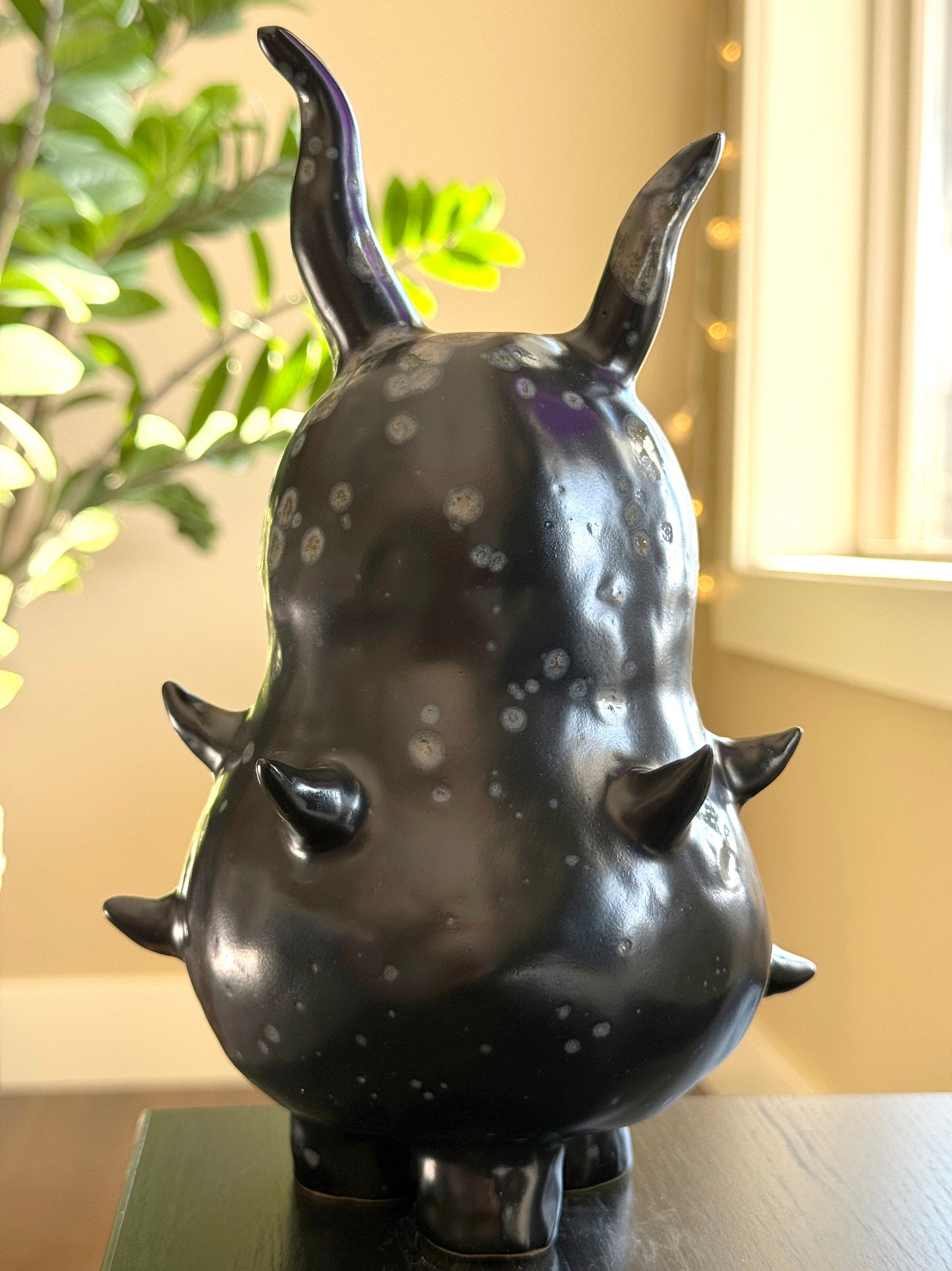 Spiked Black Bug Ceramic Vase