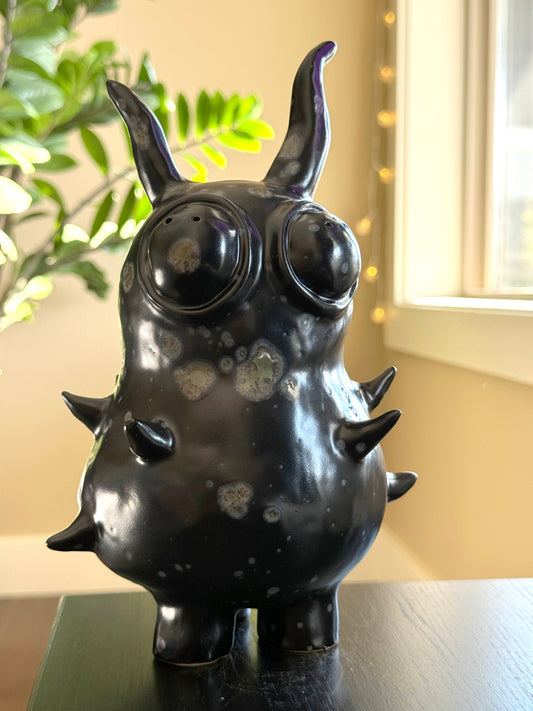 Spiked Black Bug Ceramic Vase