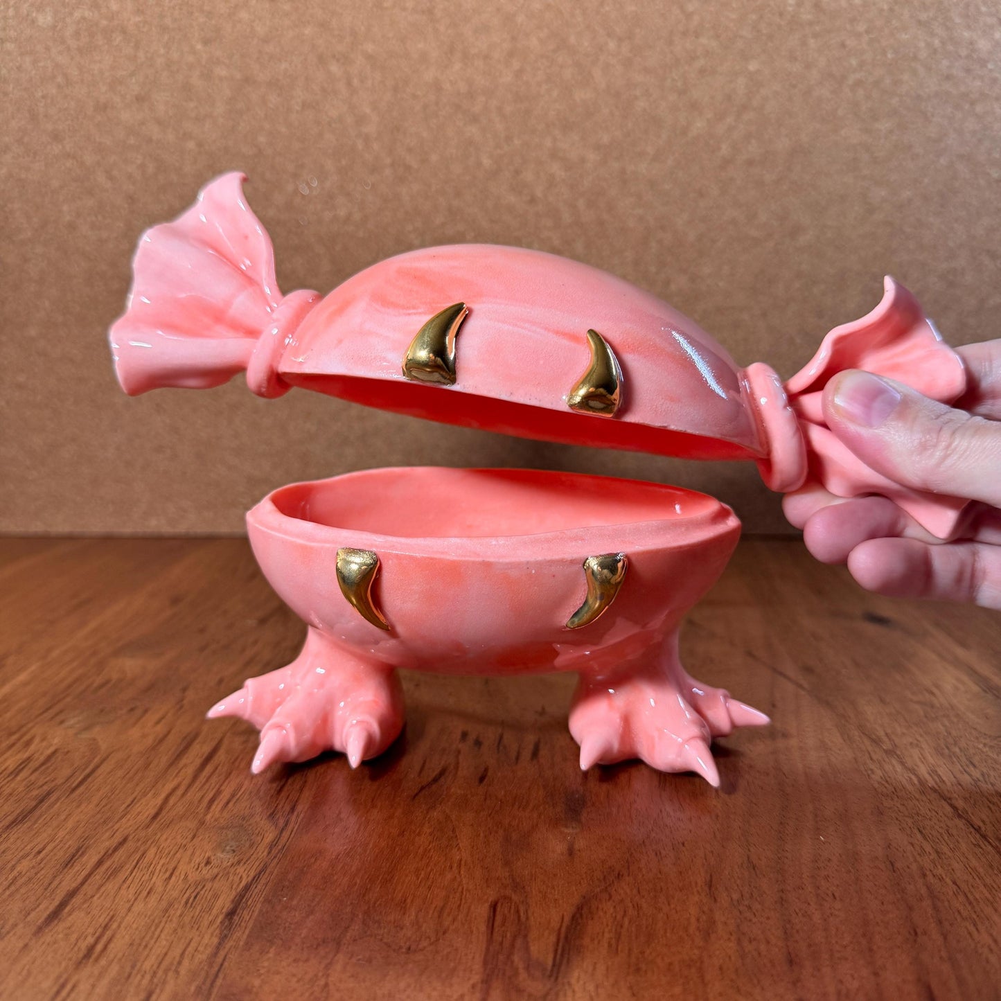 Marbled Porcelain Monster Candy Dish with Real Gold