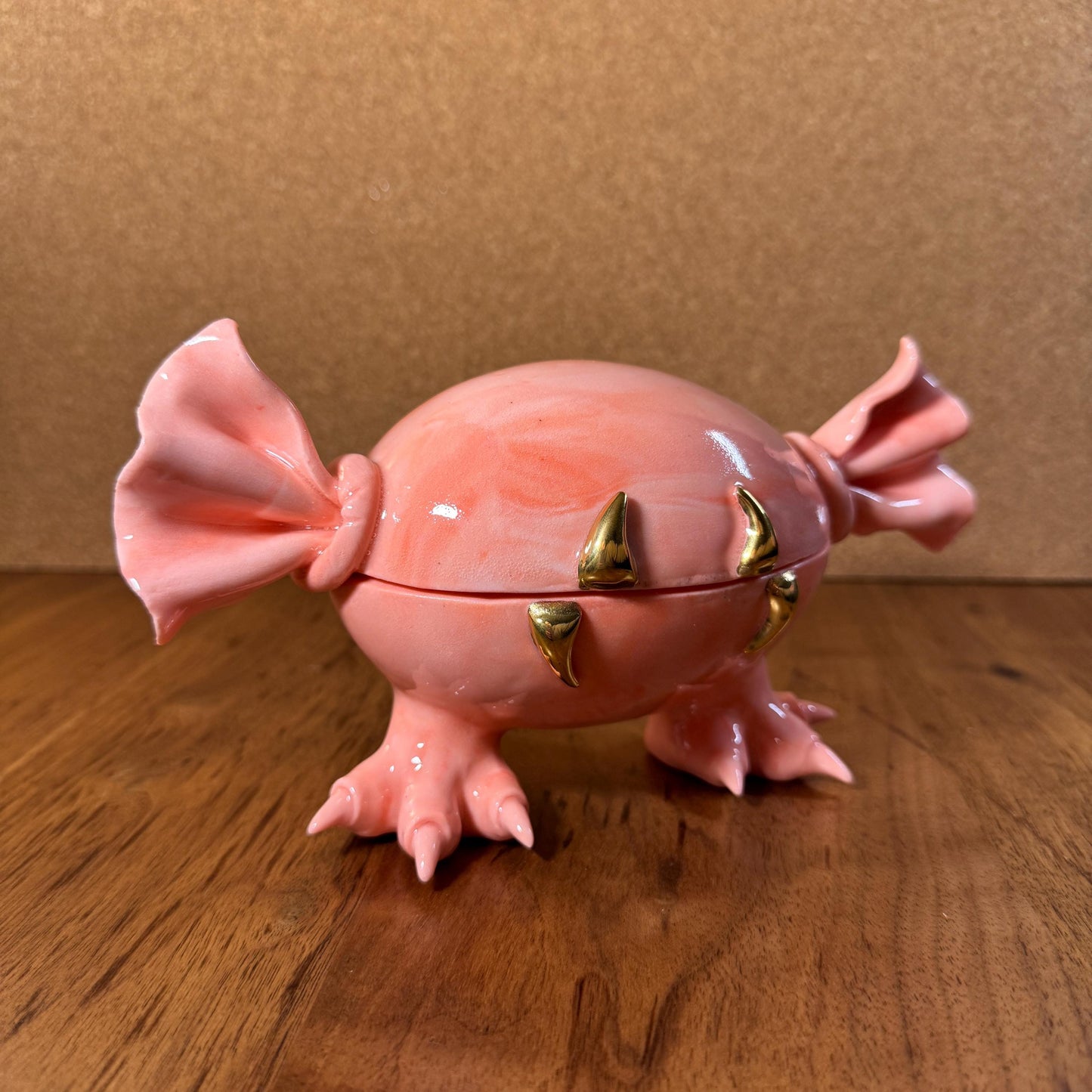 Marbled Porcelain Monster Candy Dish with Real Gold