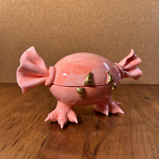 Marbled Porcelain Monster Candy Dish with Real Gold